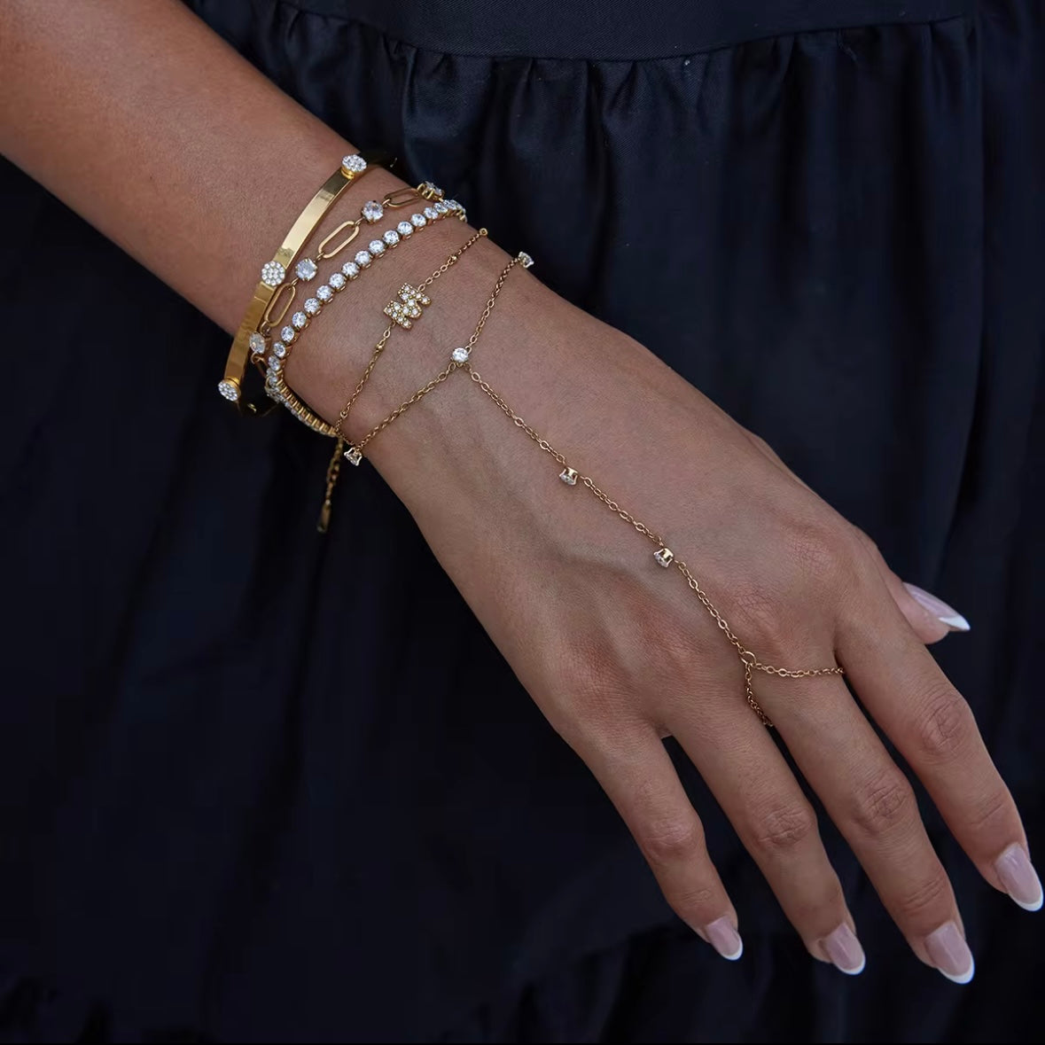 Tennis Bracelet (17cm) - Gold & Silver