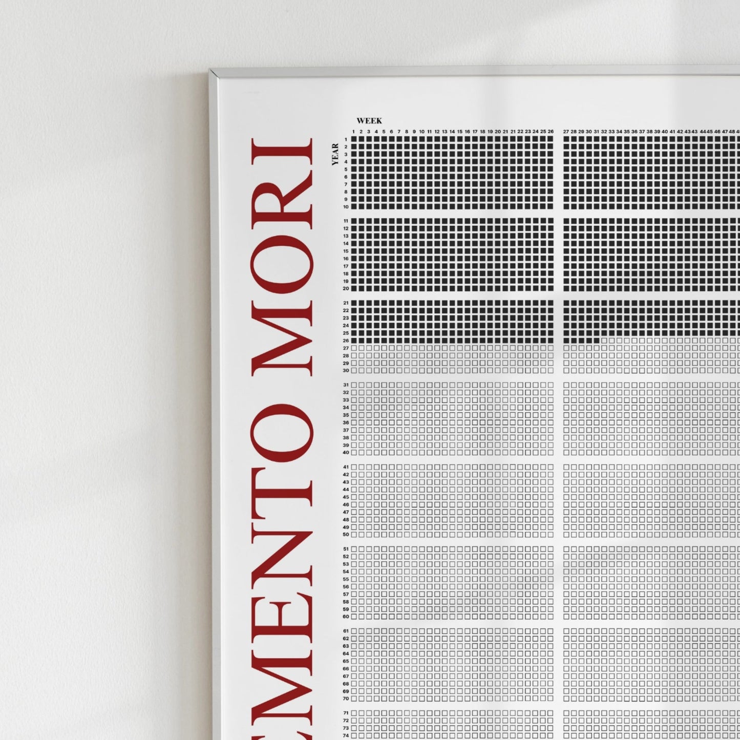Memento Mori | Life Calender - Metal Frame - Red Style