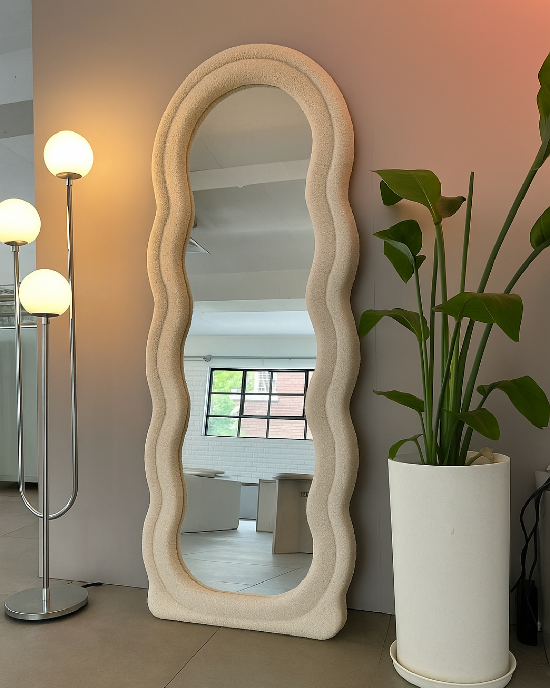 Wavy Full Length Mirror - Beige