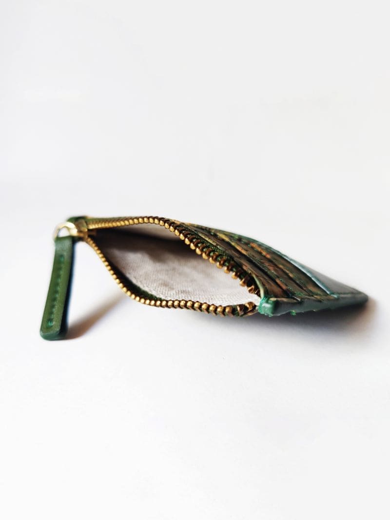 Iris – Green Plant Leather Card Holder