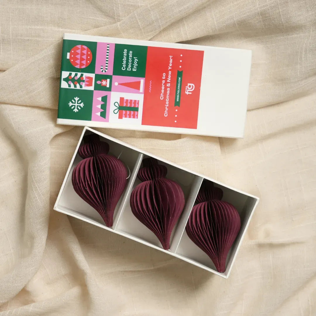Christmas Ornaments Festive Red Pack Of 3