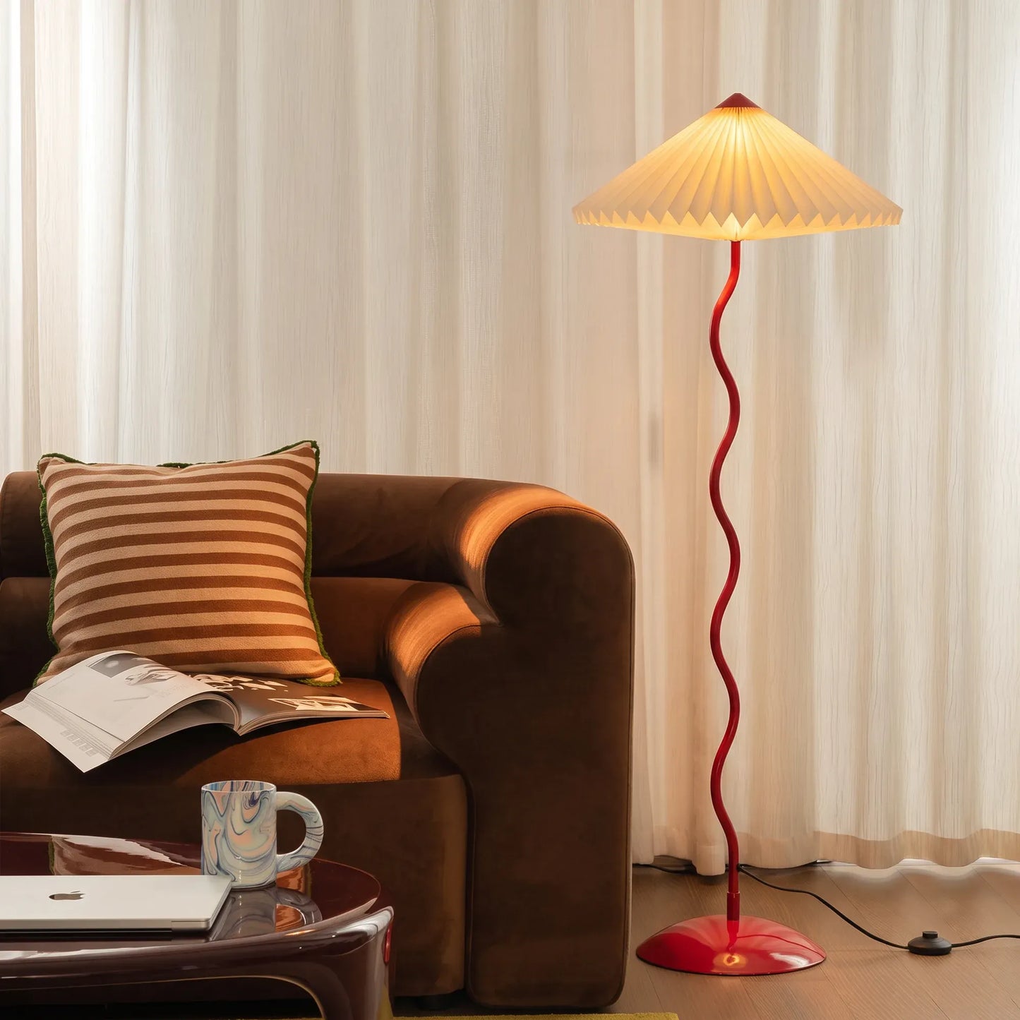 Wavy Floor Lamp Crimson Red