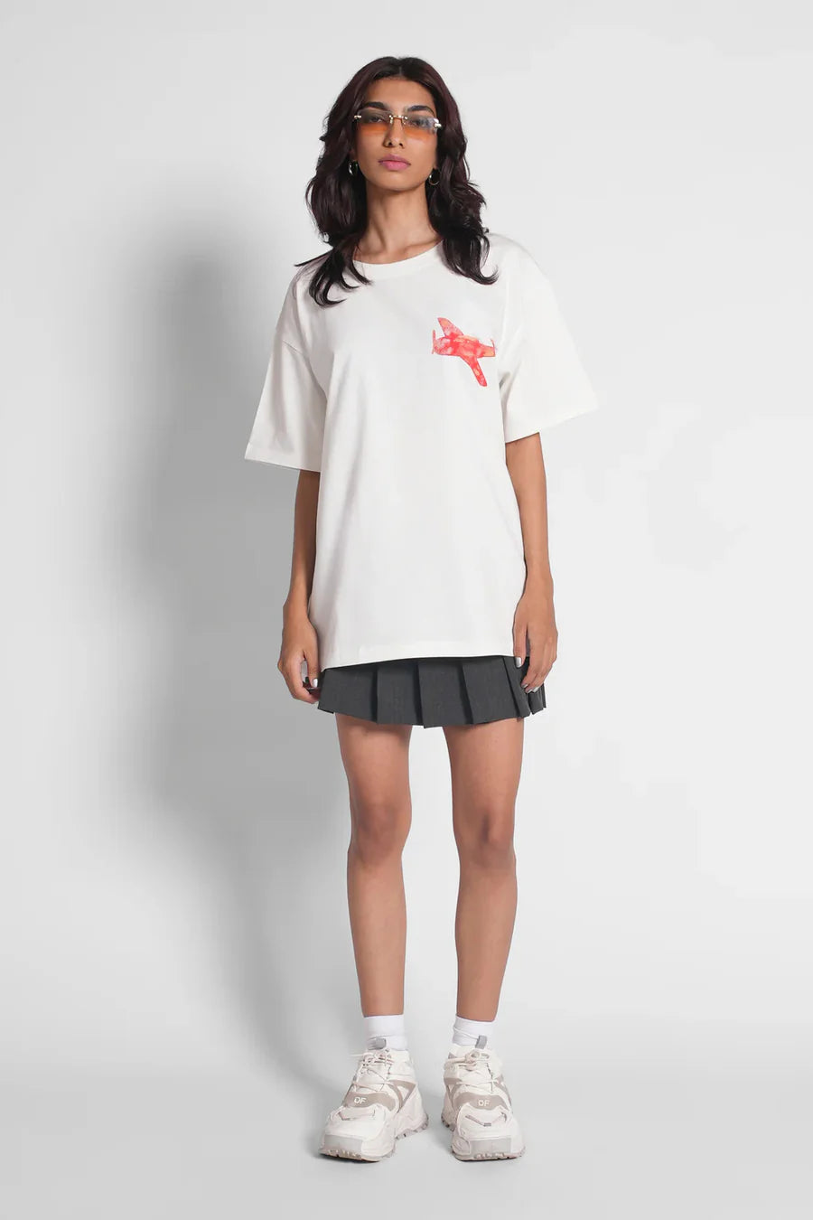 Bouche Print Oversized White T-shirt