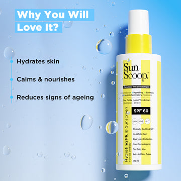 Sunscoop Hydrating Fluid Sunscreen for Face and Body | SPF 60, PA++++ (125ml)