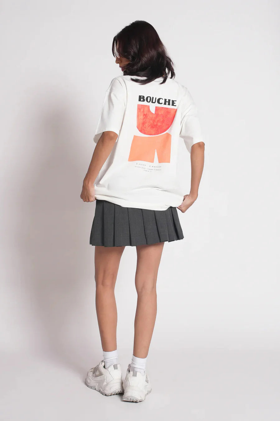 Bouche Print Oversized White T-shirt