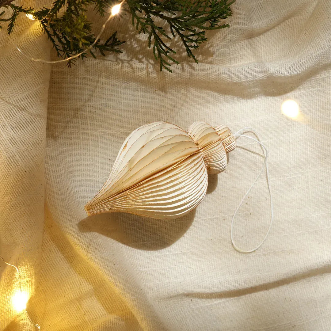 Off-White & Gold Glitter Christmas Ornaments