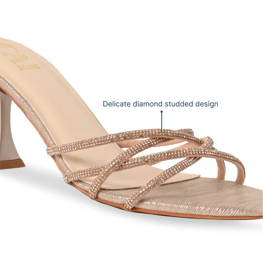 Cai Multi Strapped Diamond Rose Gold Heel