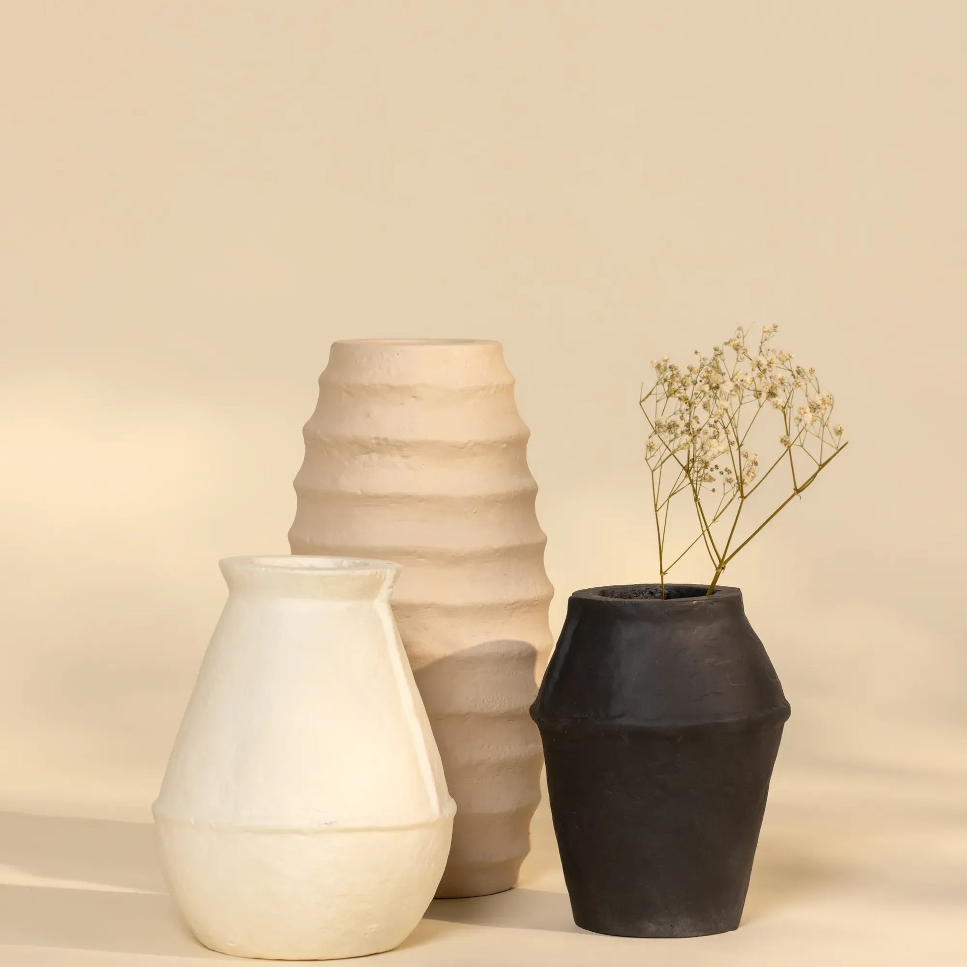 Paper Mache Vase - Off White