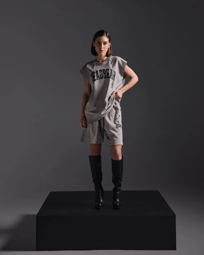 Distressed Washed Grey Tank