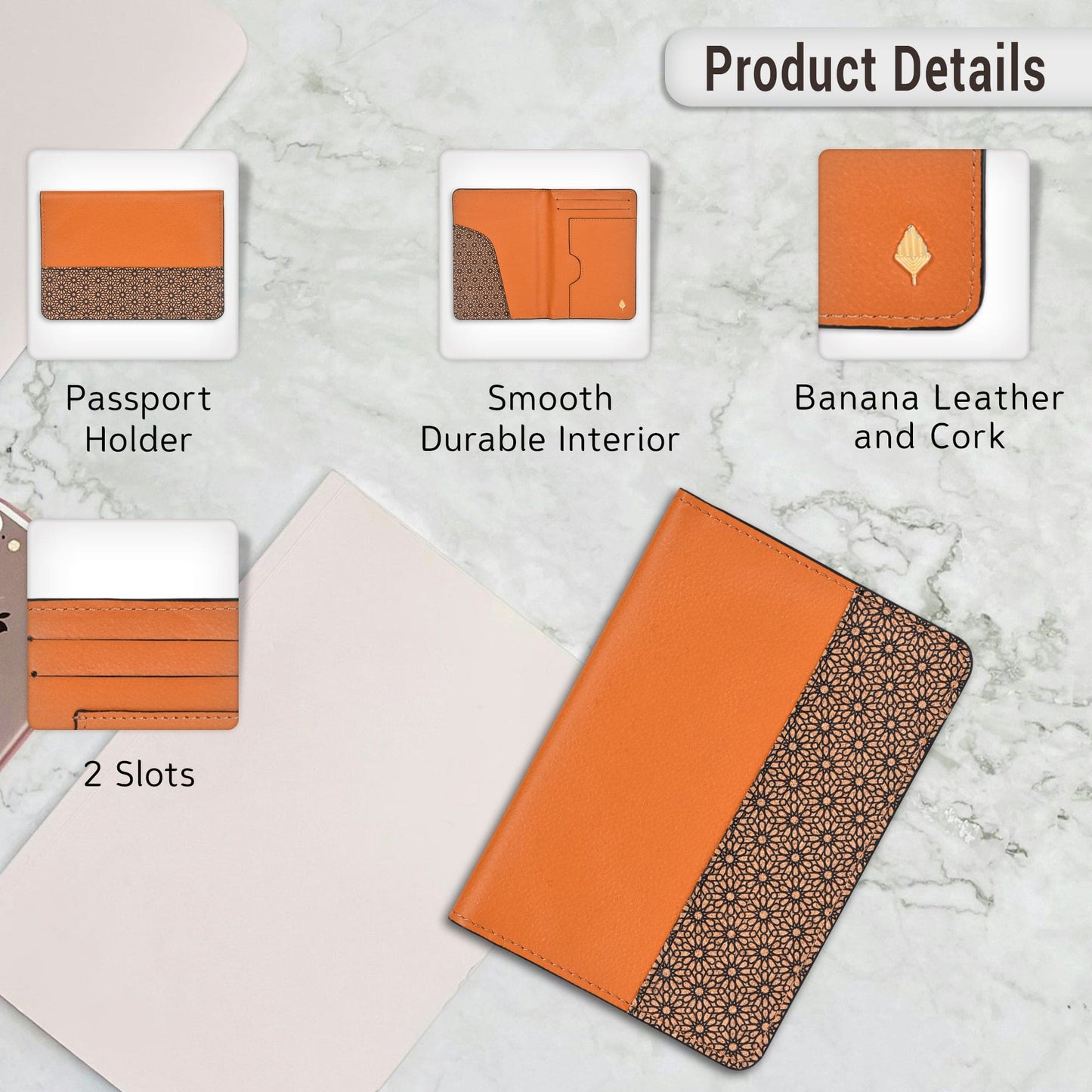 Plant Leather Passport Holder – Tan