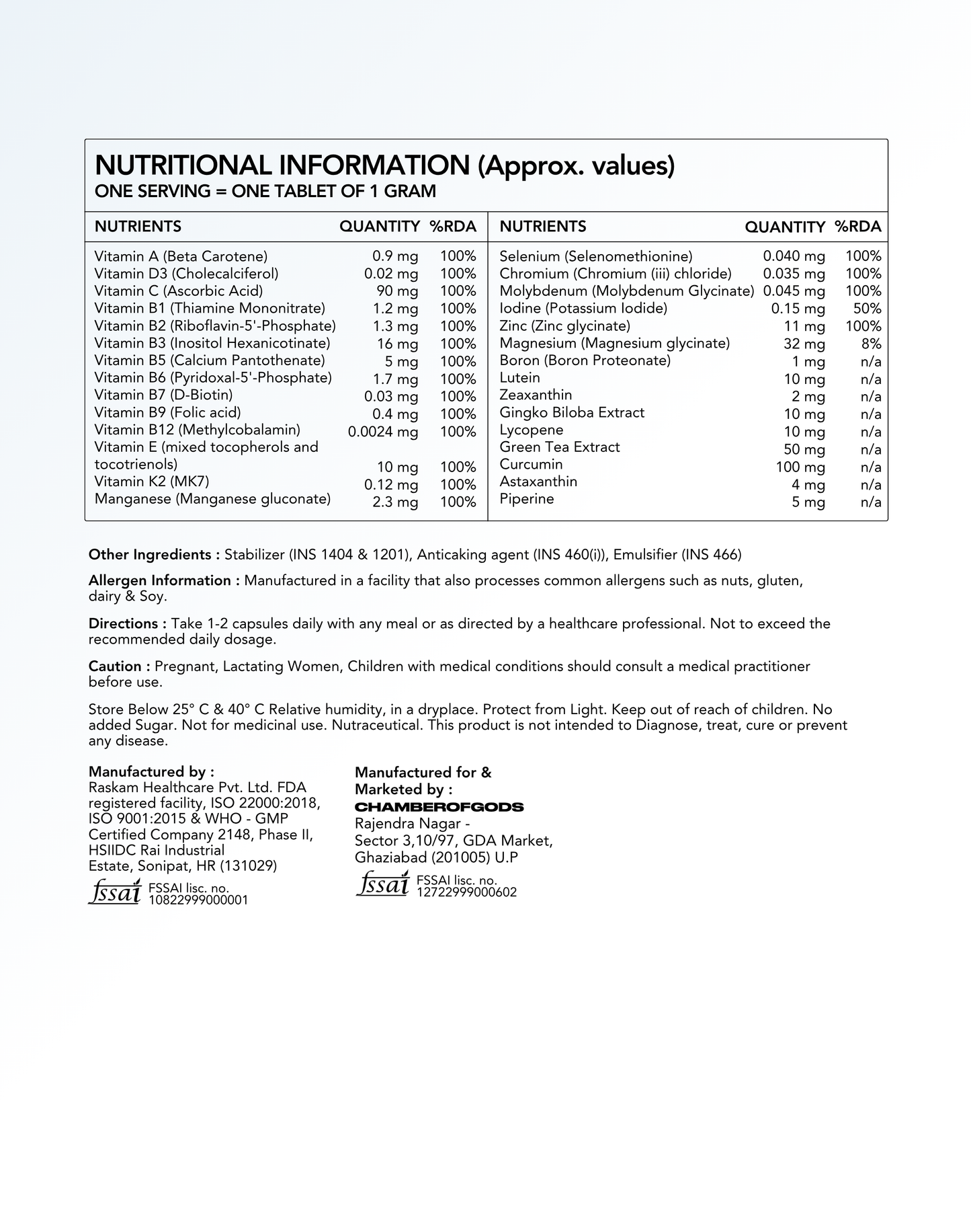 GodComplex Multivitamins Supplement - 60 Servings