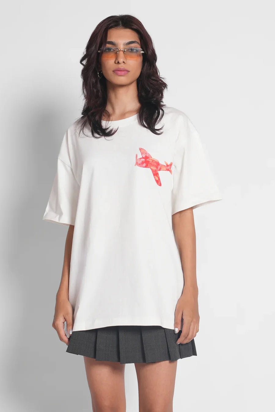 Bouche Print Oversized White T-shirt