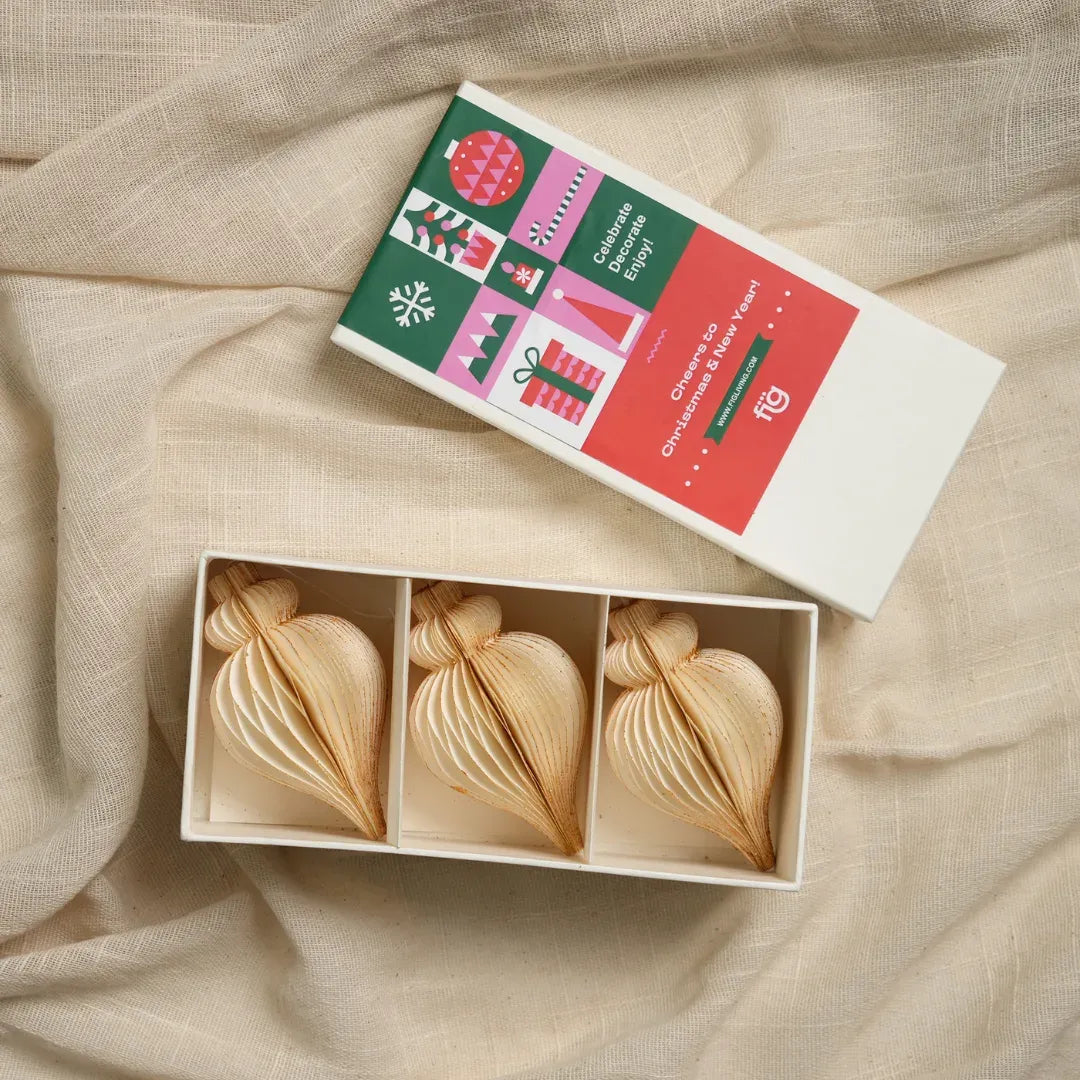 Off-White & Gold Glitter Christmas Ornaments
