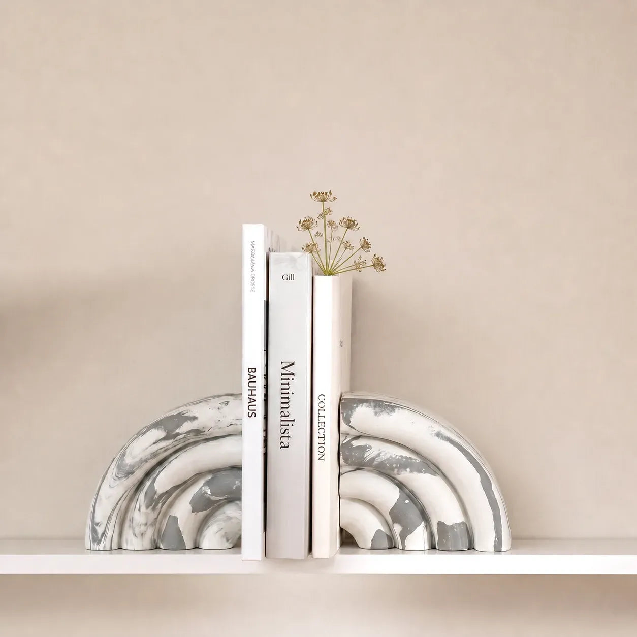 Monolith Marble Effect Bookends