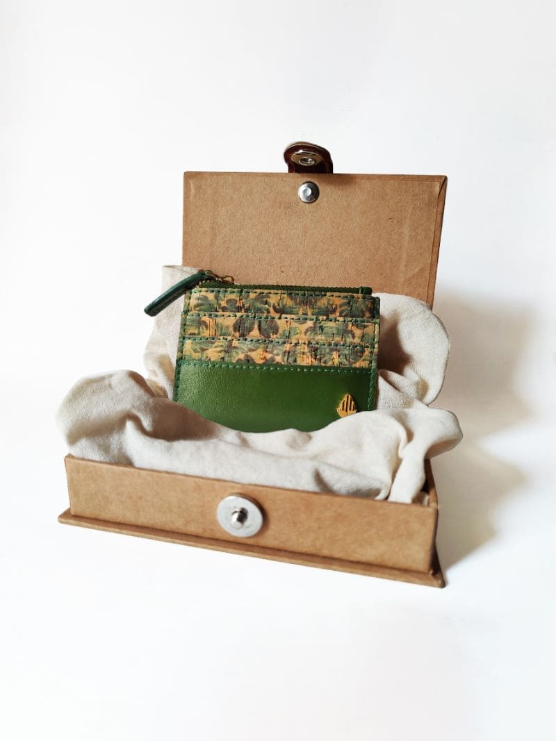 Iris – Green Plant Leather Card Holder