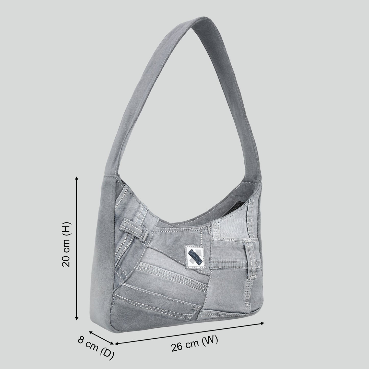 RE-DENIM SHOULDER BAG - Ice Grey