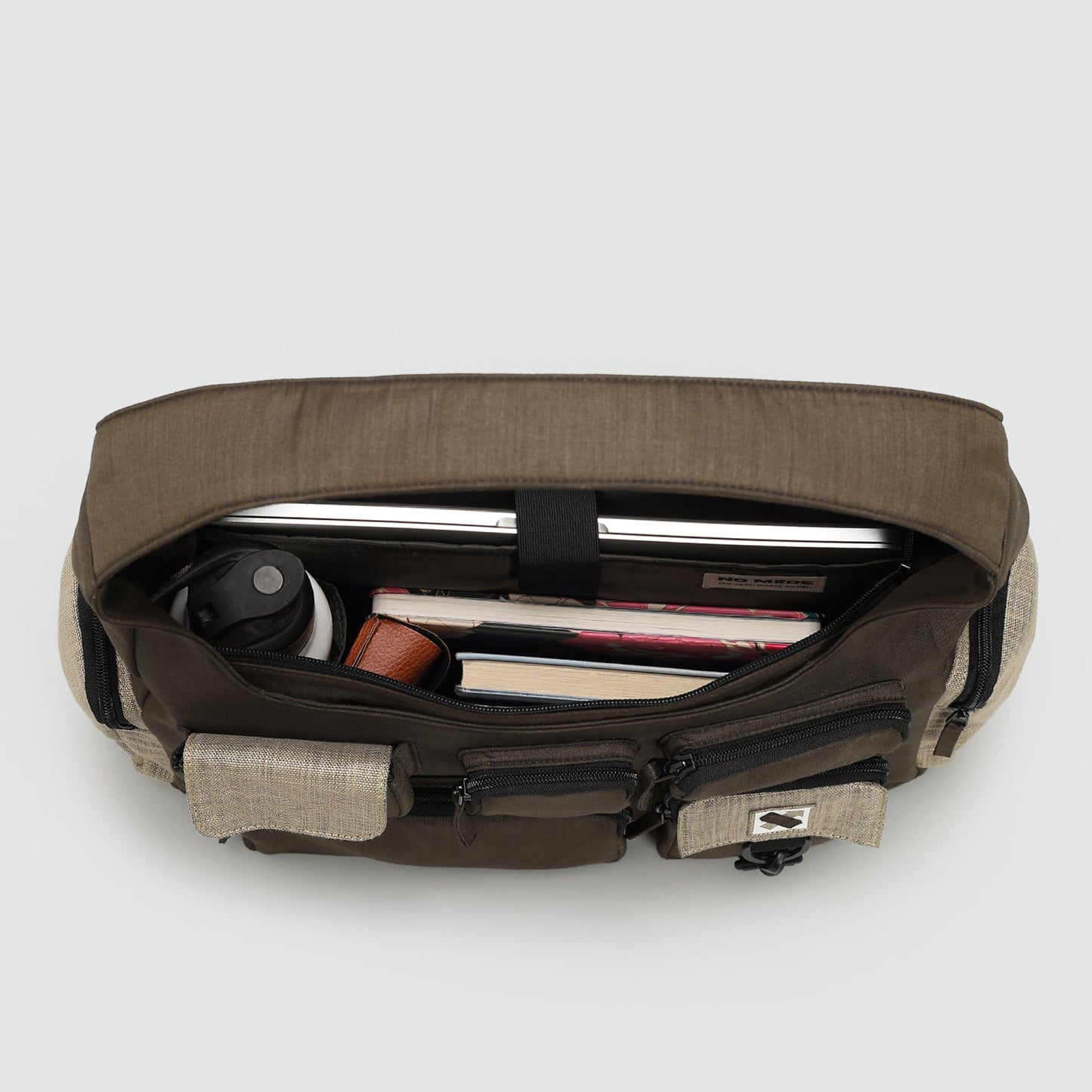 POCKET CLUSTER HOBO BAG - Brown