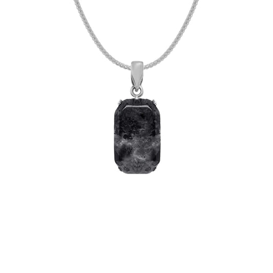 ONYX STONE PENDANT WITH CHAIN (SILVER)