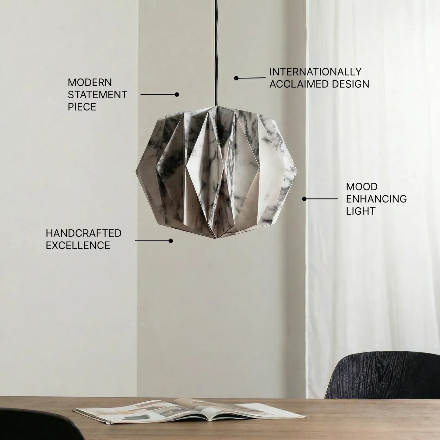 Sphere Pendant Lamp Marble Print