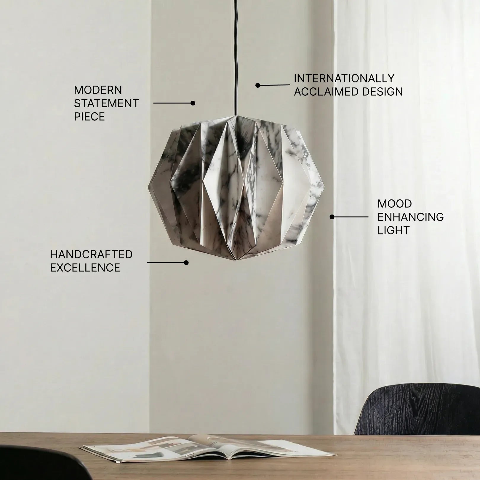 Sphere Pendant Lamp Marble Print