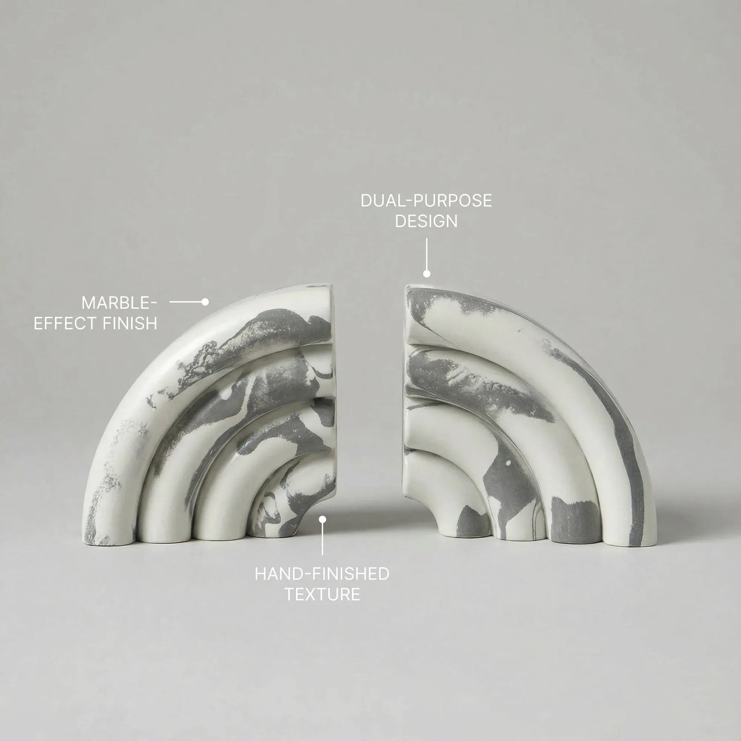 Monolith Marble Effect Bookends