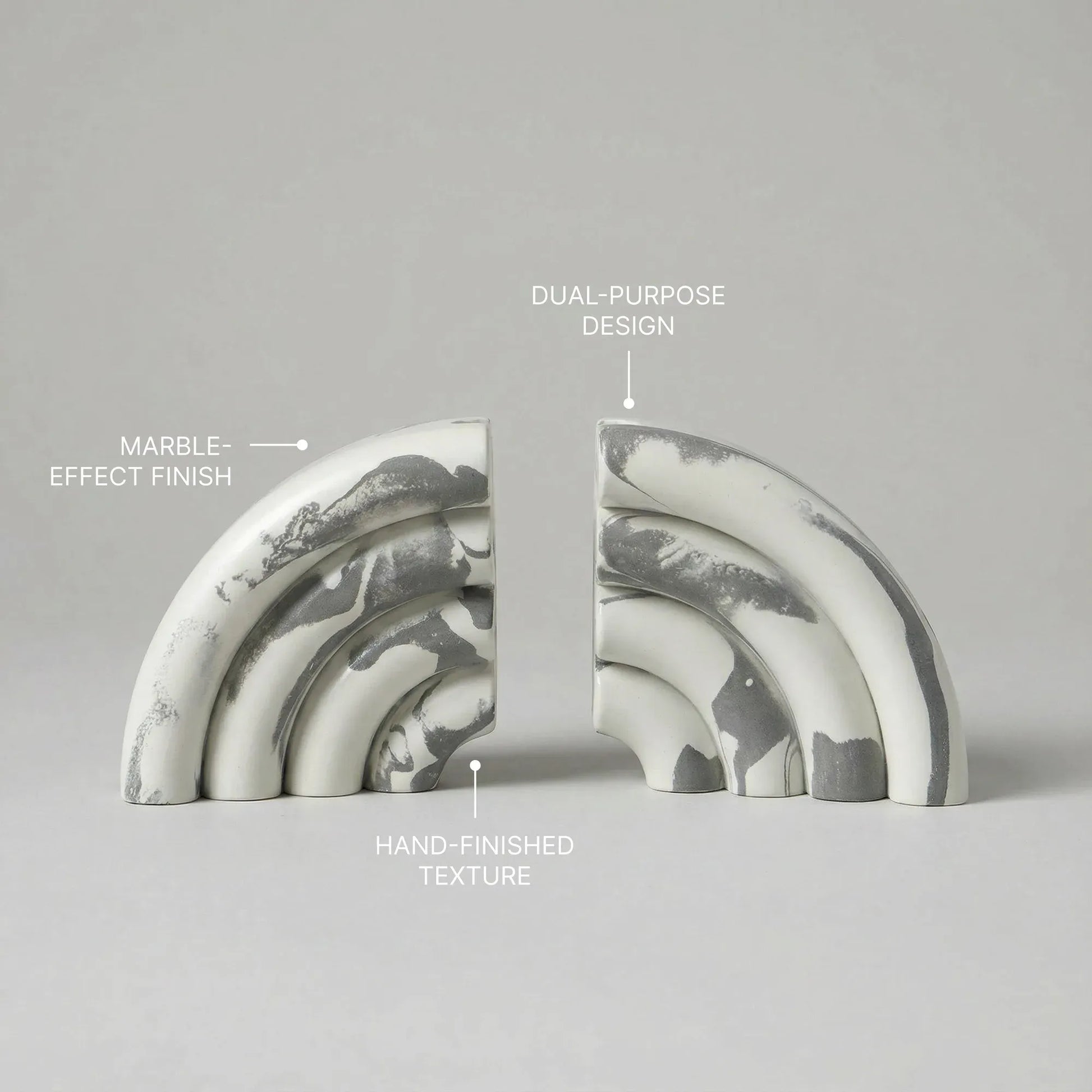 Monolith Marble Effect Bookends