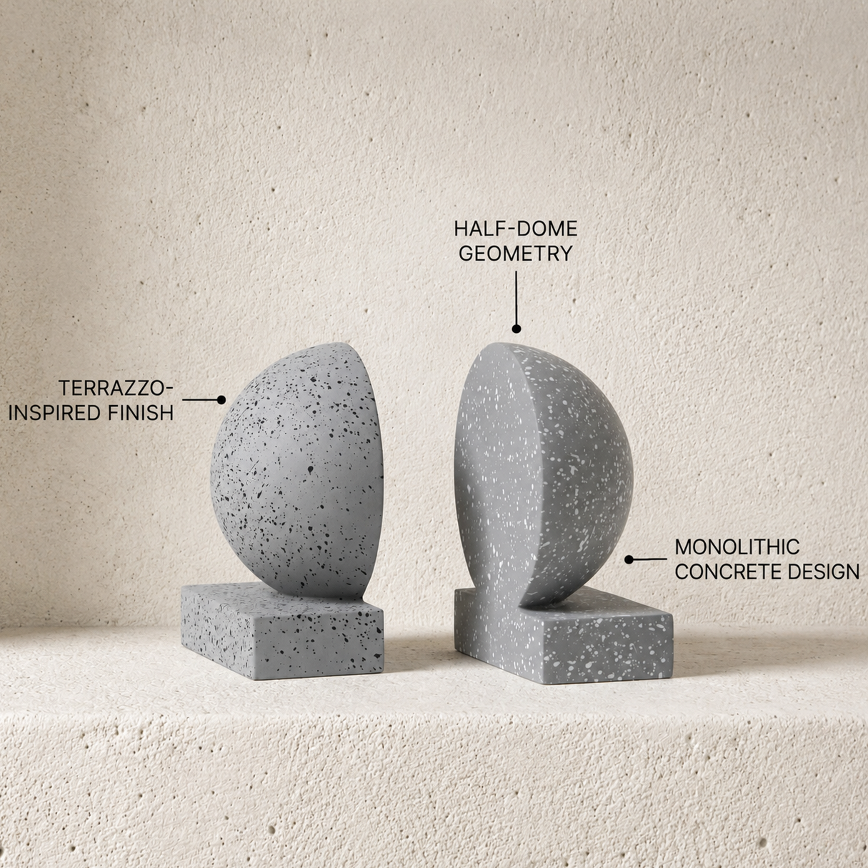 Monolith Bookends - Grey