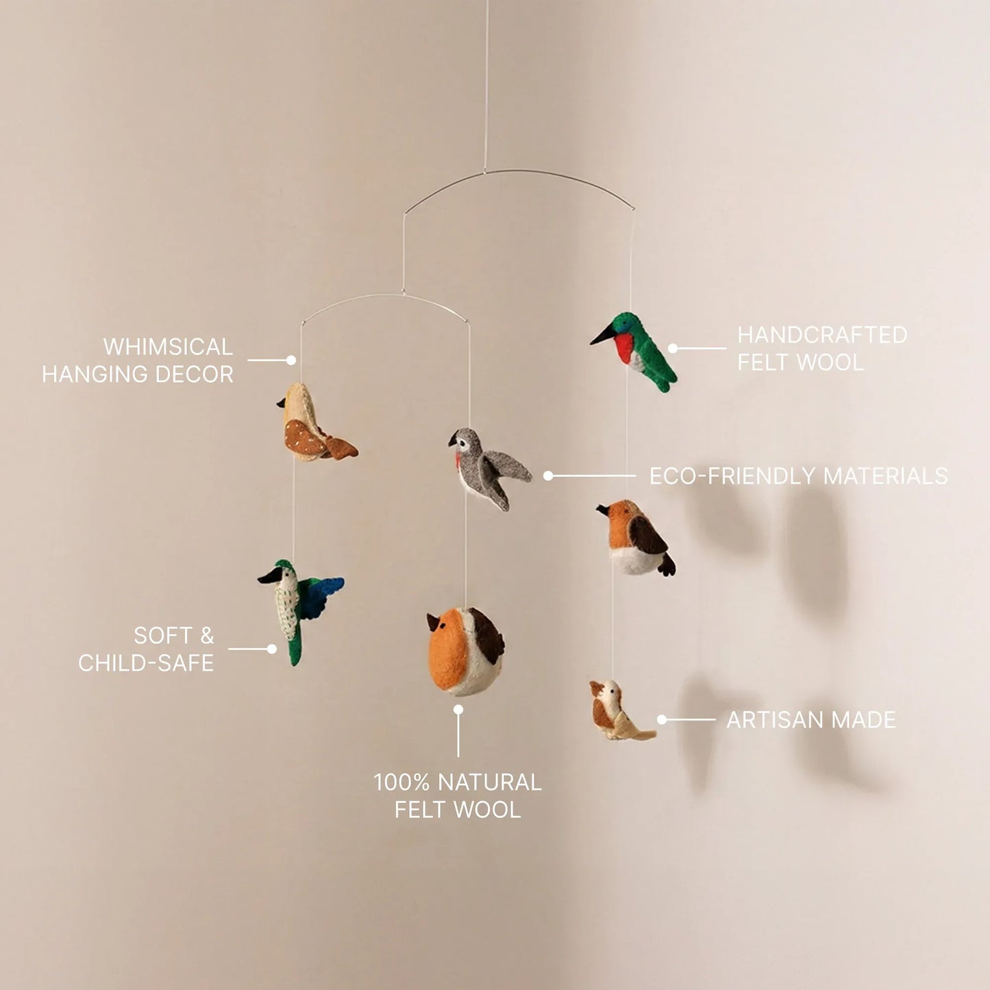 Felt Ornaments Hanging Mobile Birds