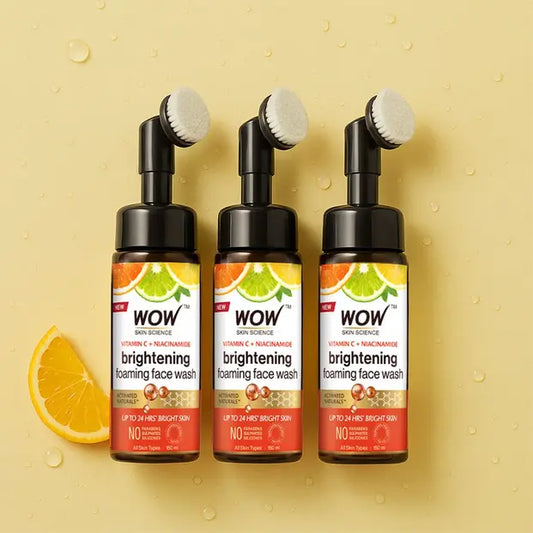 Wow skincare Vitamin C & Niacinamide Brightening Foaming Face Wash - 150 ML (With built-in face brush) / Pack Of 1