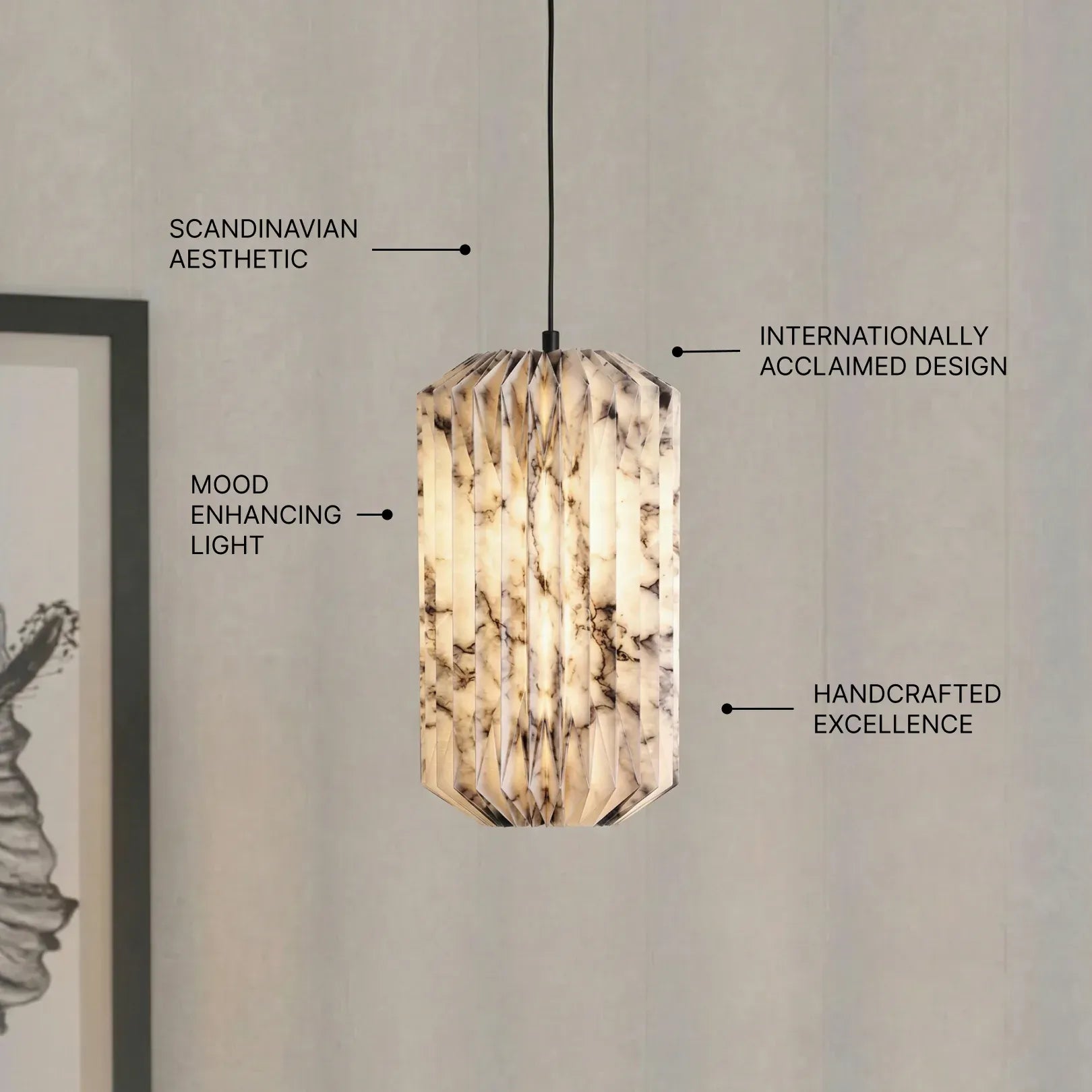 Drum Pendant Marble Print