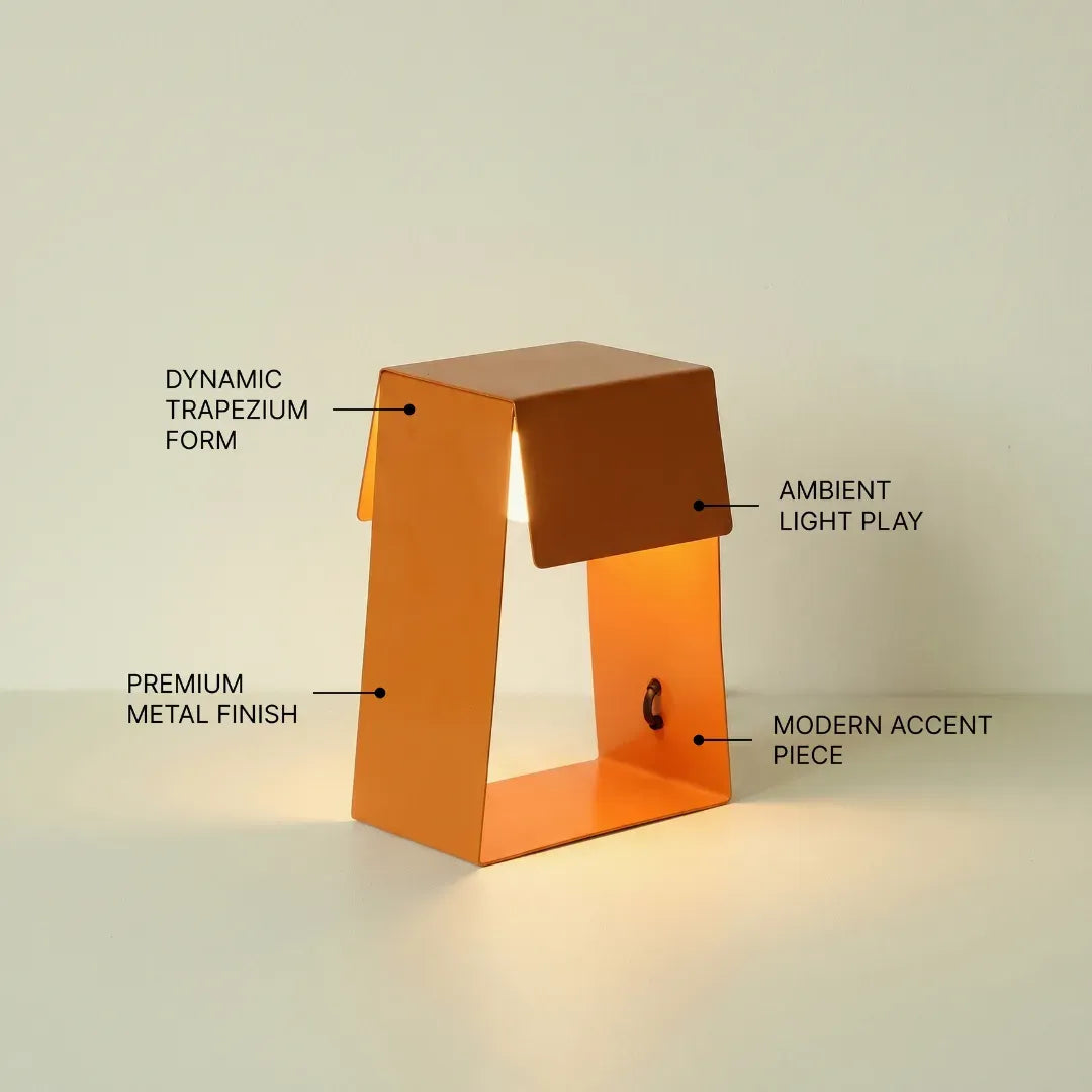 Fold Trapezium Table Lamp - Tangerine