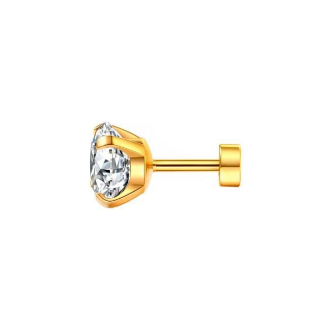 SOLITAIRE STUD - (8MM GOLD PIERCED)