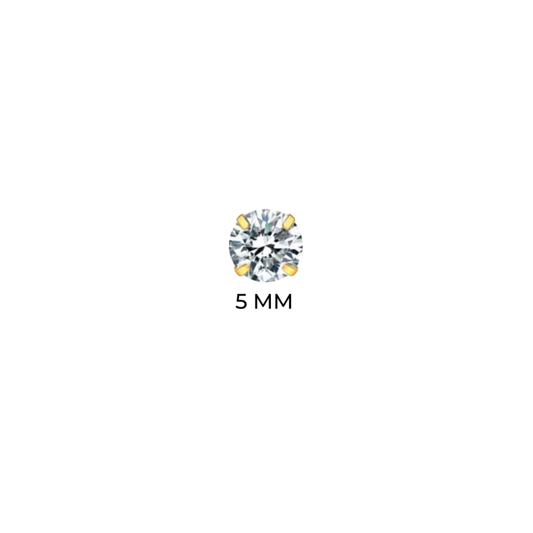 SOLITAIRE STUD - (5MM GOLD PIERCED)