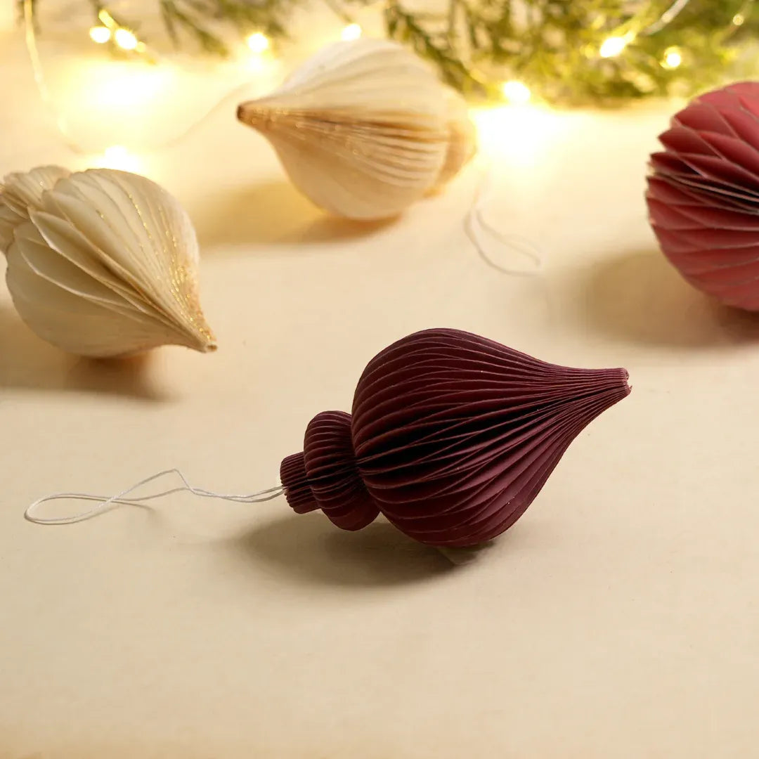 Off-White & Gold Glitter Christmas Ornaments