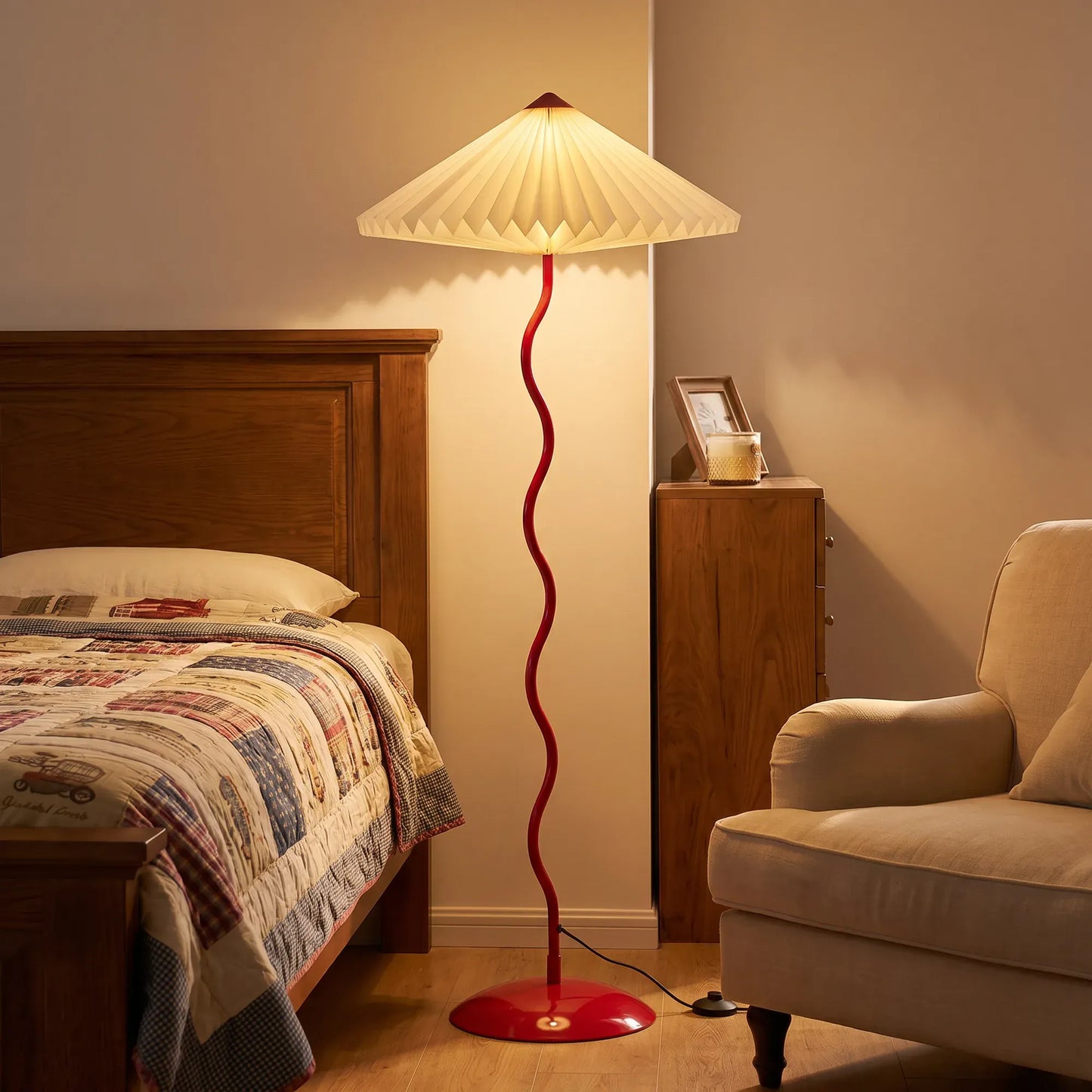 Wavy Floor Lamp Crimson Red