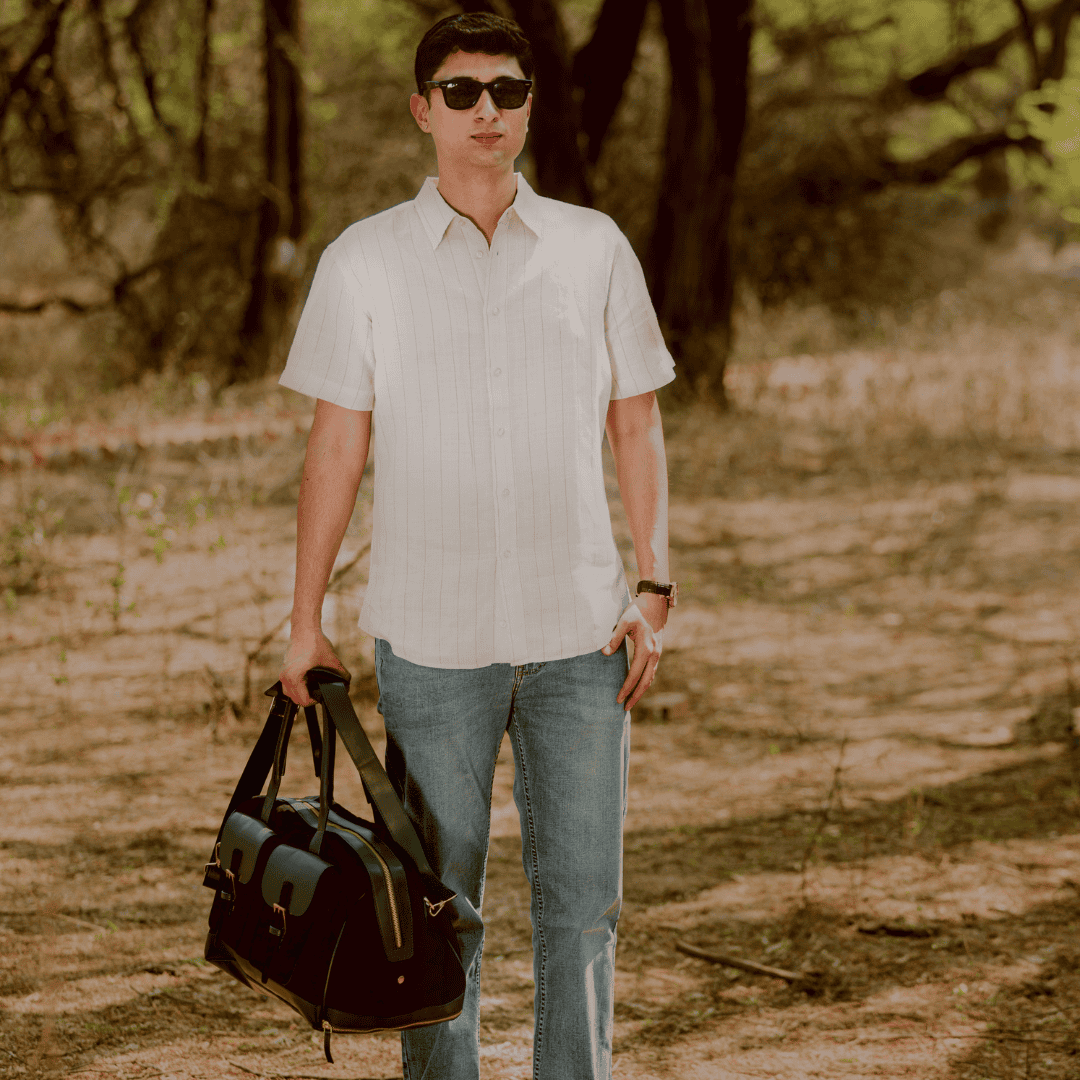 Ajax Vegan Leather Duffle Bag - Black