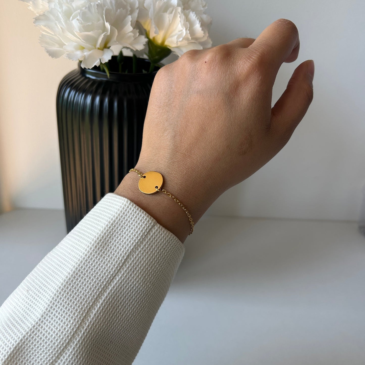 PERSONALISED ROUND BRACELET - 18K WHITE/GOLD-PLATED