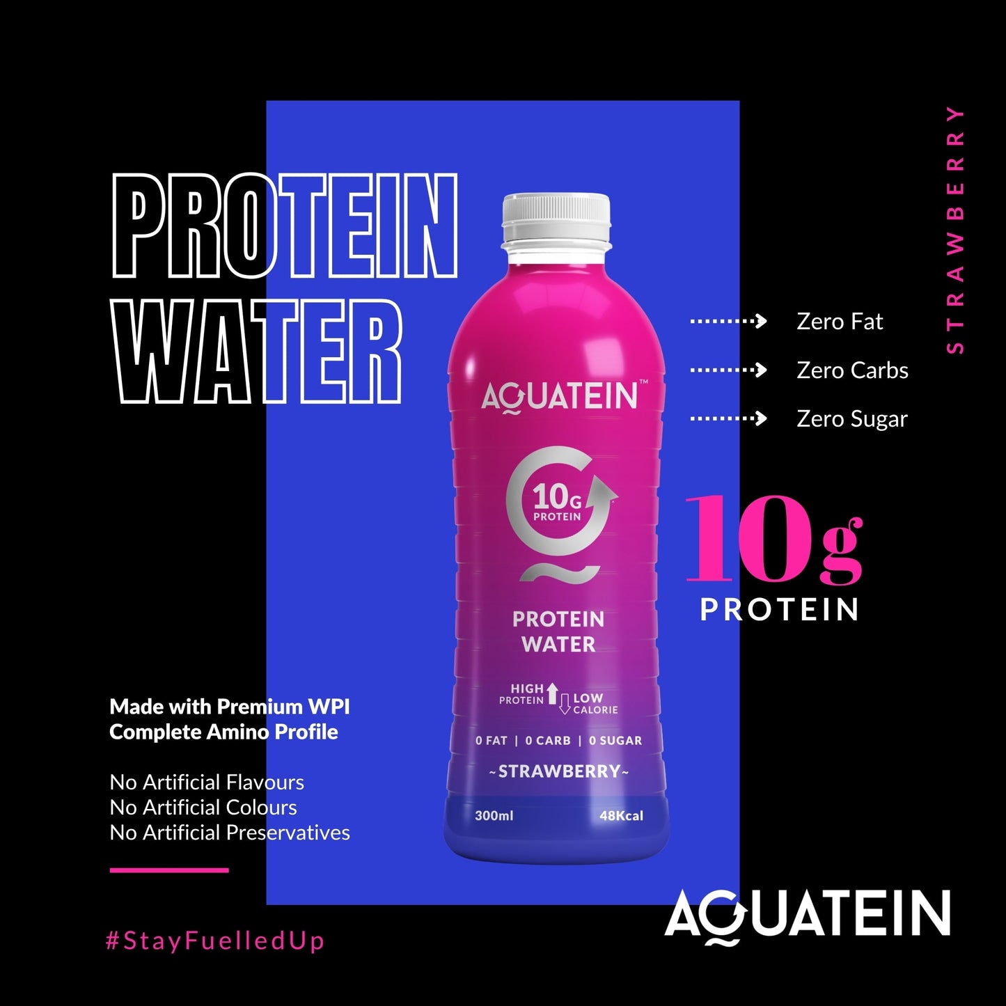 Aquatein Protein Water - 10g of Protein per Bottle - Pack of 6