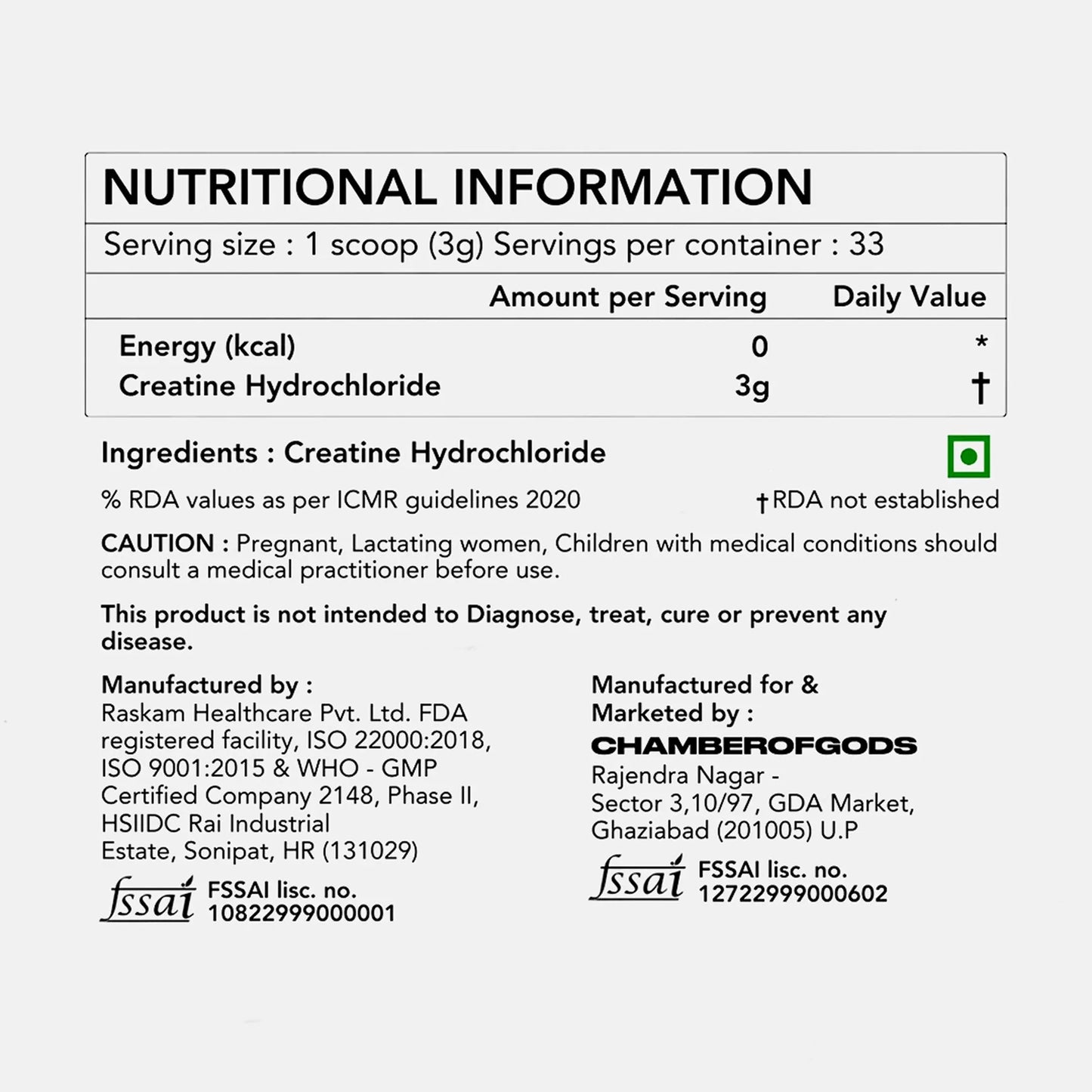 Creatine Hcl Original Supplement | 100% Pure