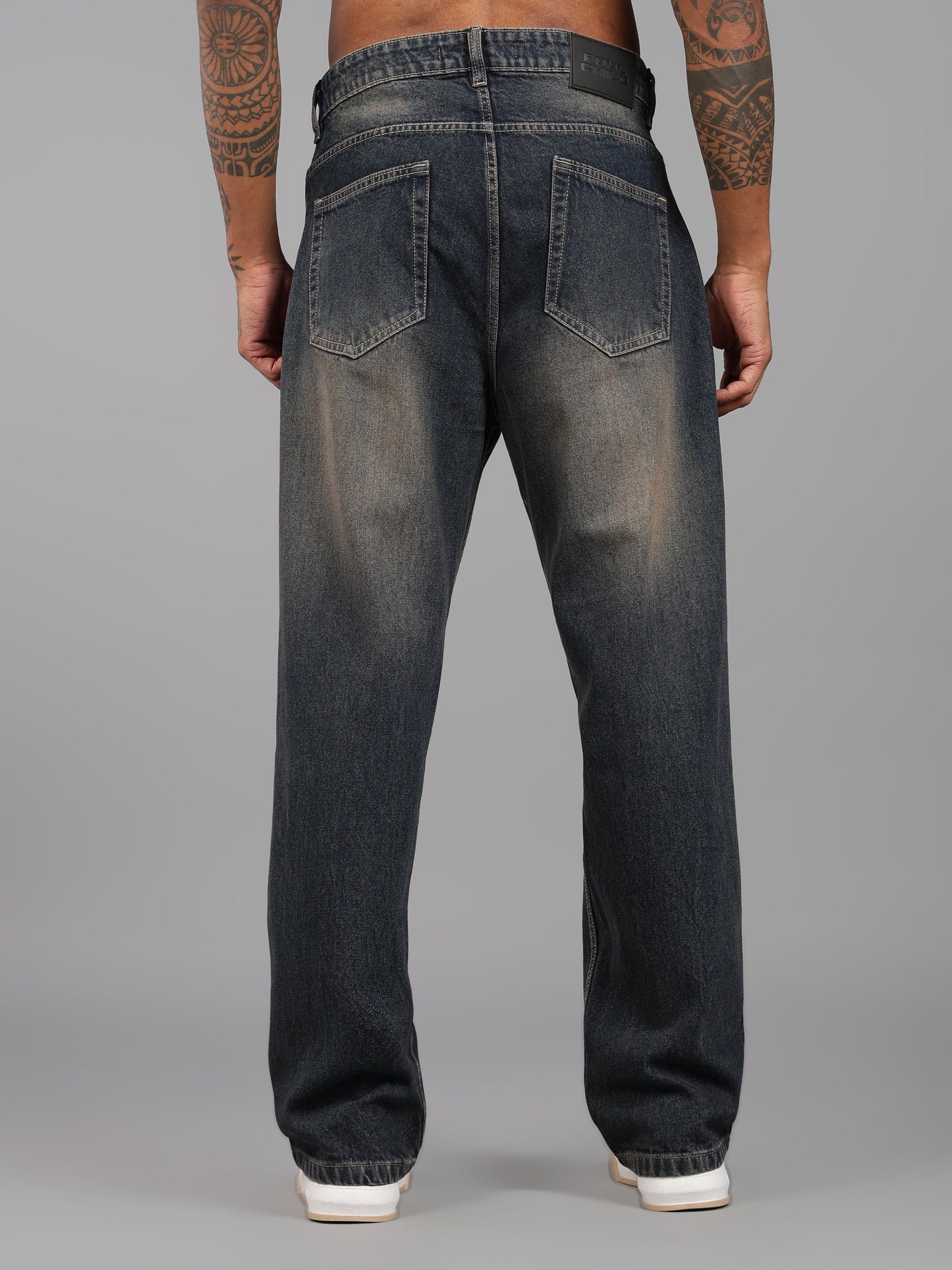 Dark-Indigo Brown Tint - Baggy Fit Jeans