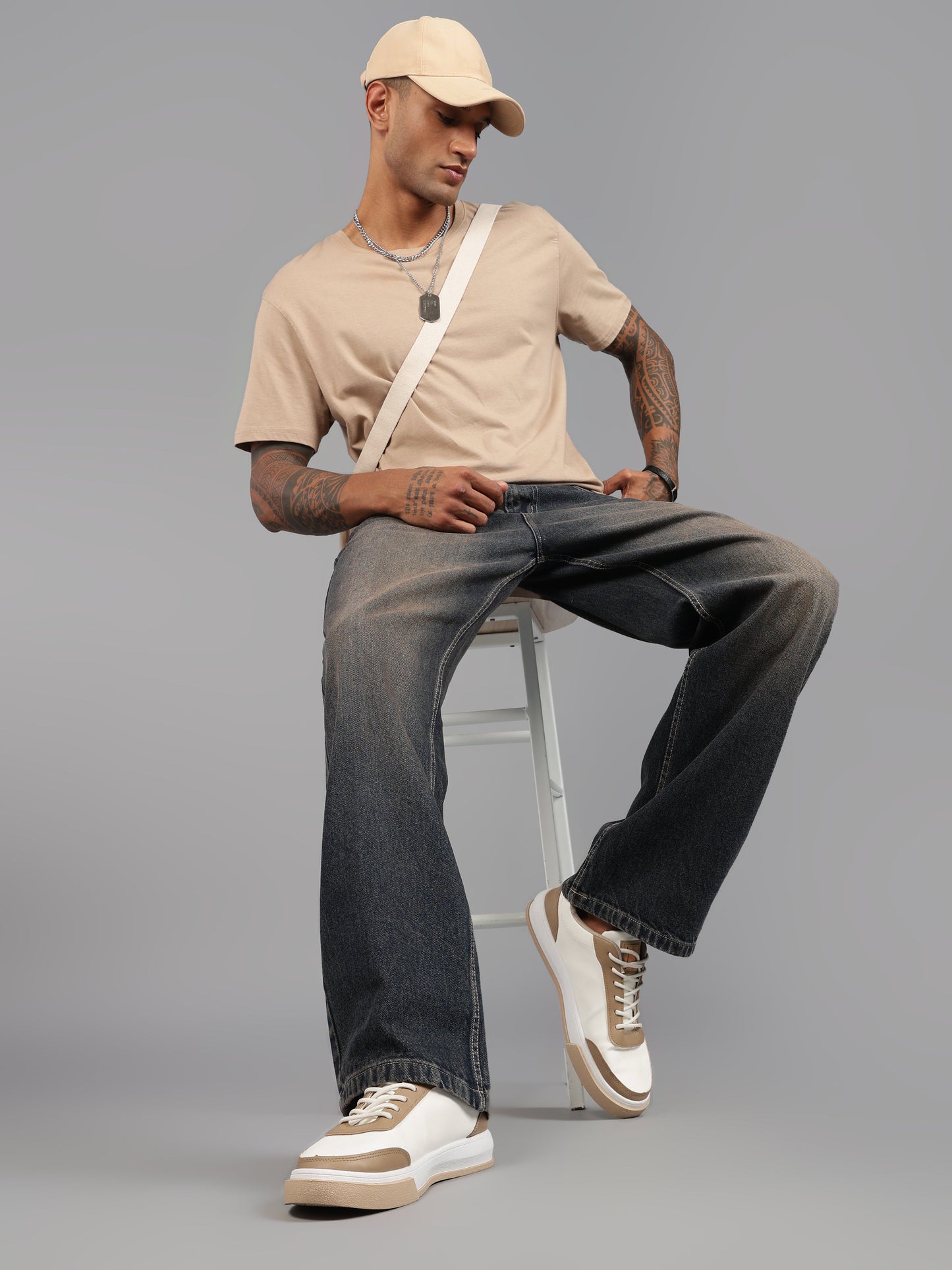 Dark-Indigo Brown Tint - Baggy Fit Jeans