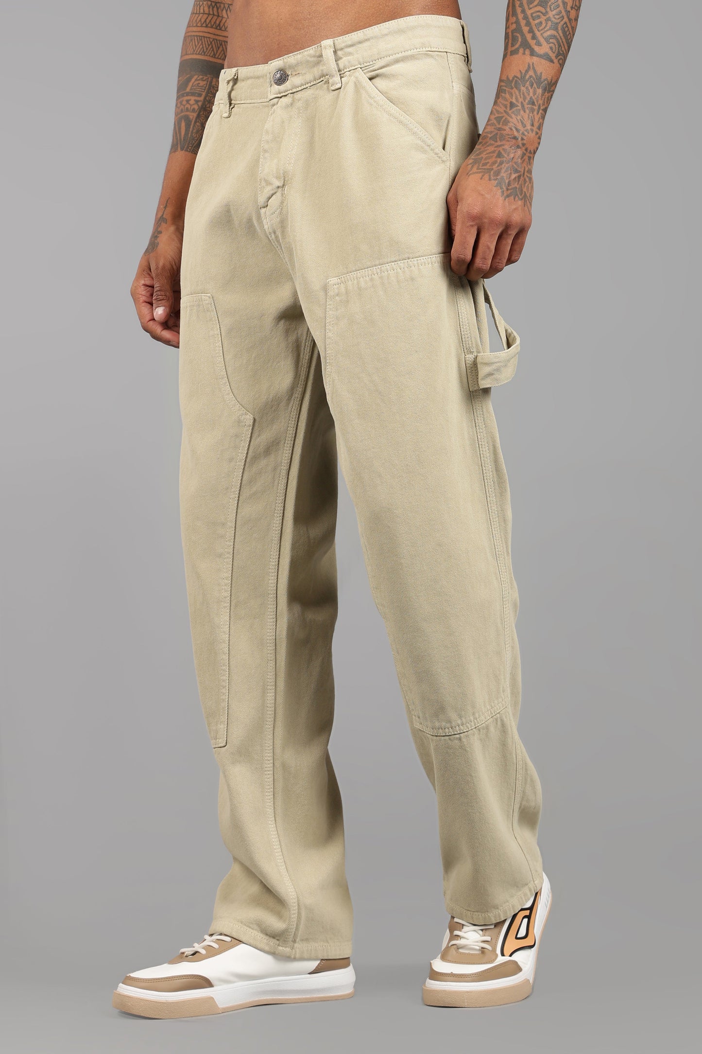 Beige Carpenter Jeans