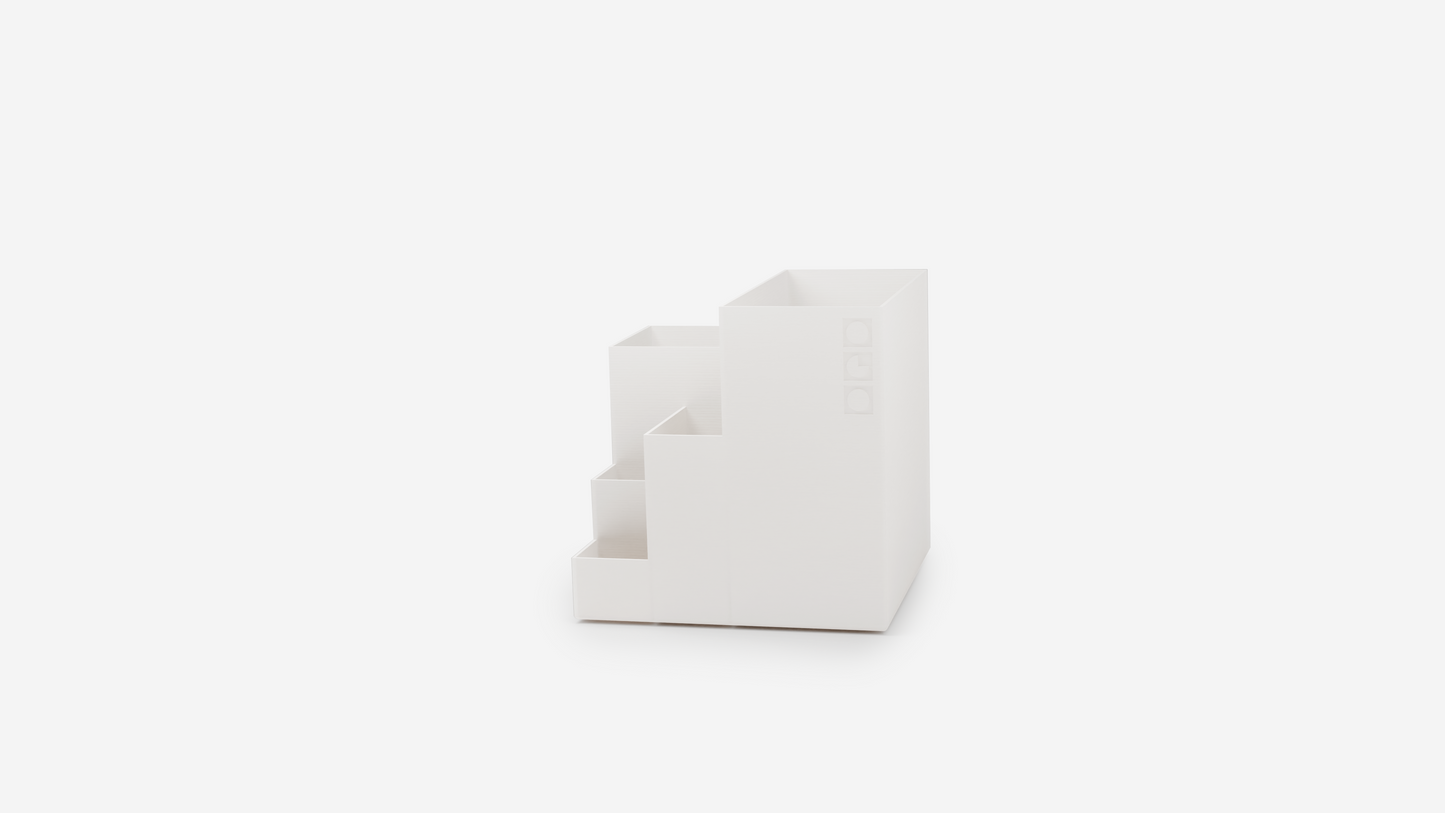 Durable Cube pen holder with various slots for organizing pens, markers, and supplies.