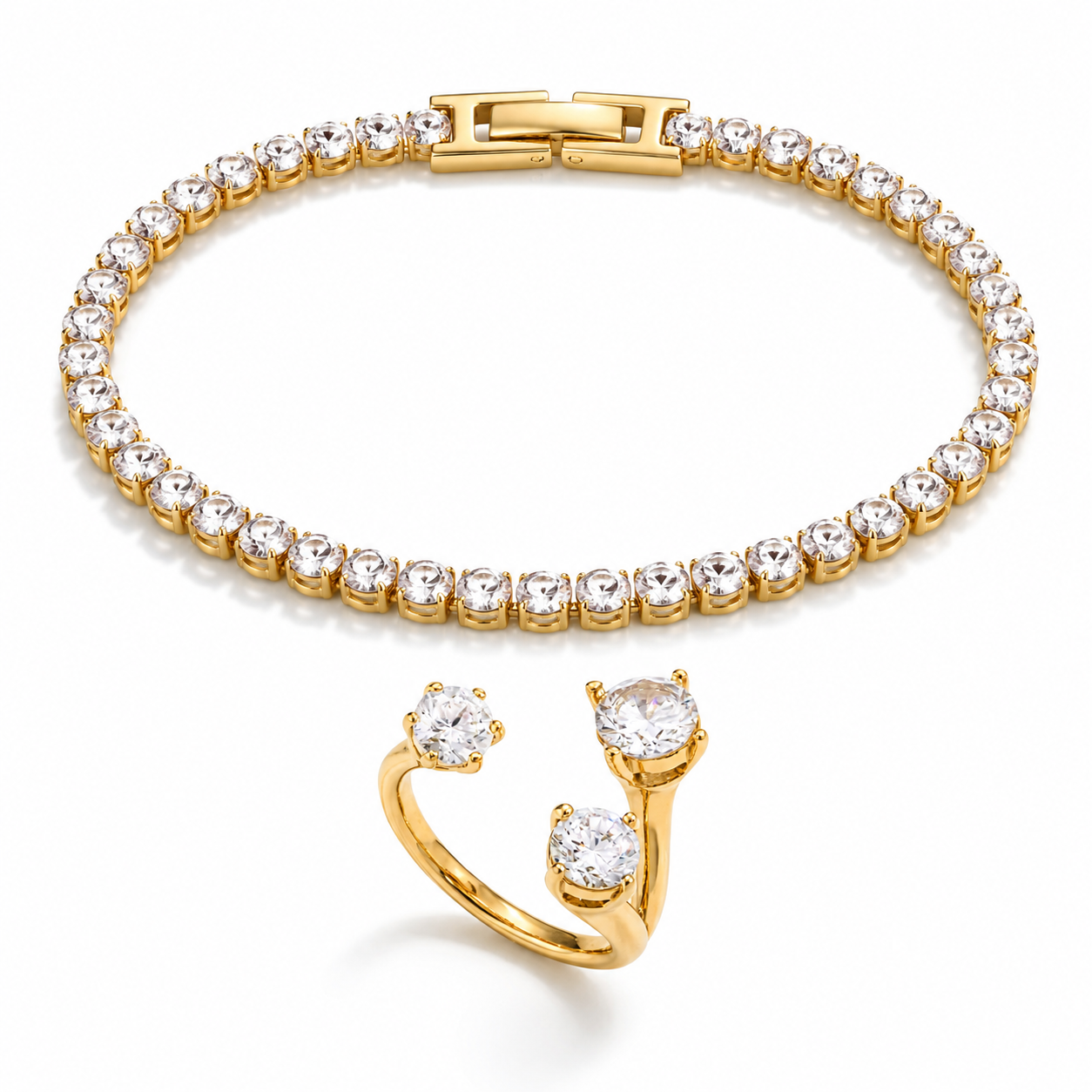 Tennis Bracelet (17cm) - Gold & Silver