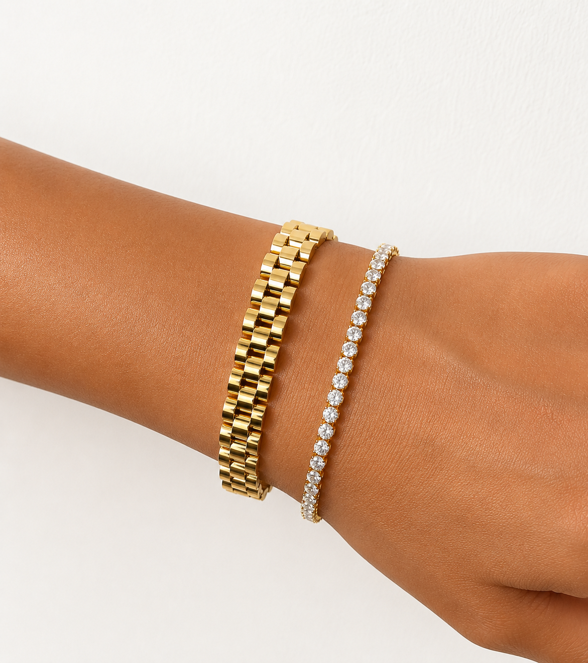 Tennis Bracelet (17cm) - Gold & Silver