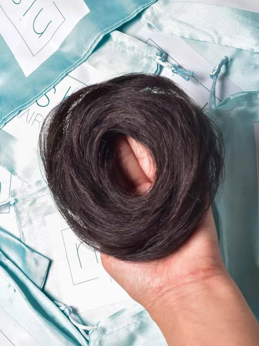 Nish Hair Human Hair Donut Scrunchies Natural Black
