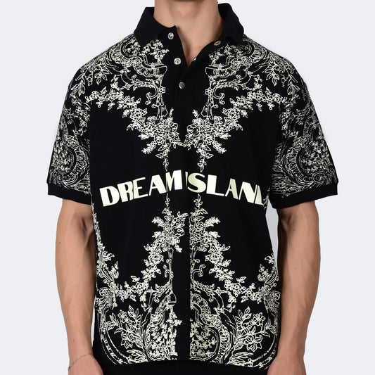 Dream Island RENAISSANCE POLO T-SHIRT - BLACK