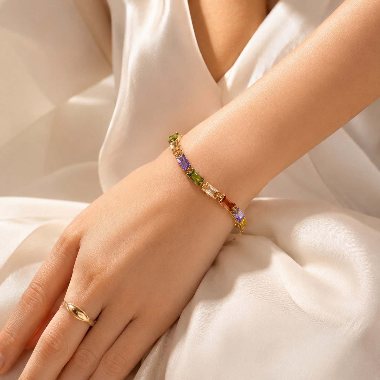 Tennis Bracelet (17cm) - Gold & Silver