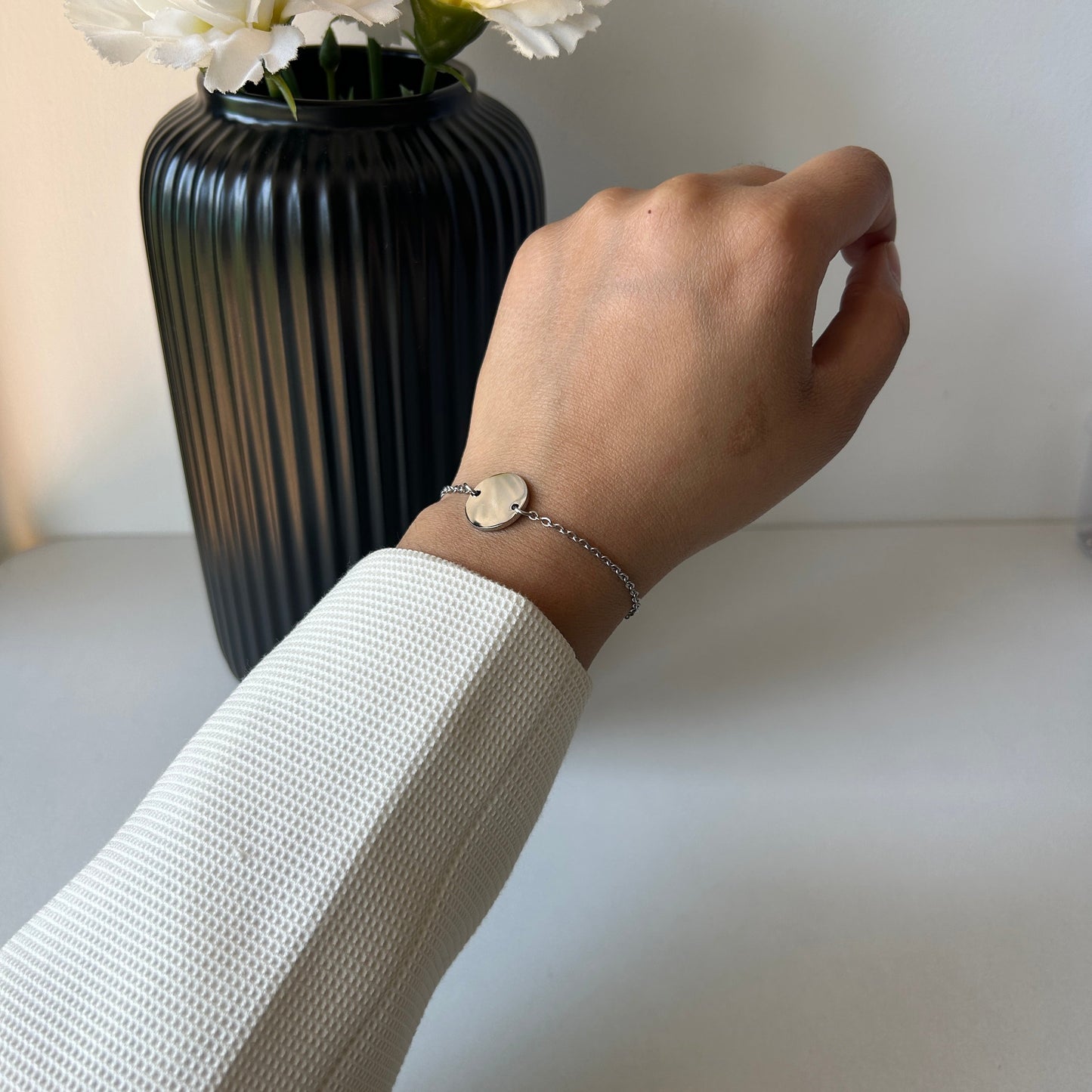 PERSONALISED ROUND BRACELET - 18K WHITE/GOLD-PLATED