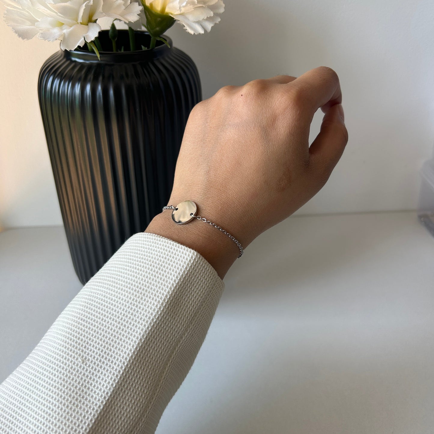 PERSONALISED ROUND BRACELET - 18K WHITE/GOLD-PLATED